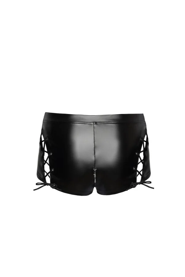 Noir Handmade Wetlook-Shorts Mit Schnürung – Bild 7