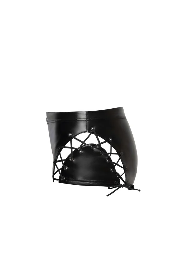 Noir Handmade Wetlook-Shorts Mit Schnürung – Bild 8