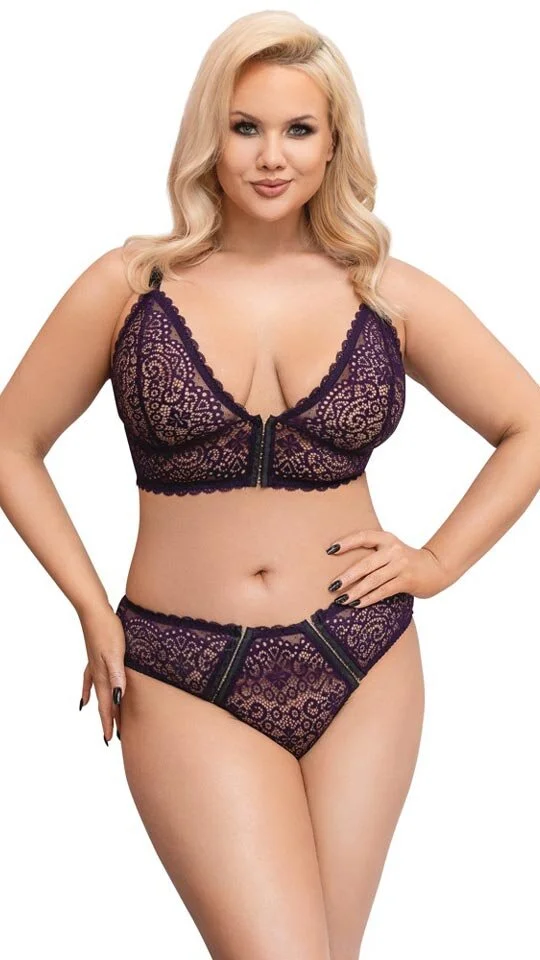 XXL-Bralette & Slip Aus Feiner Spitze